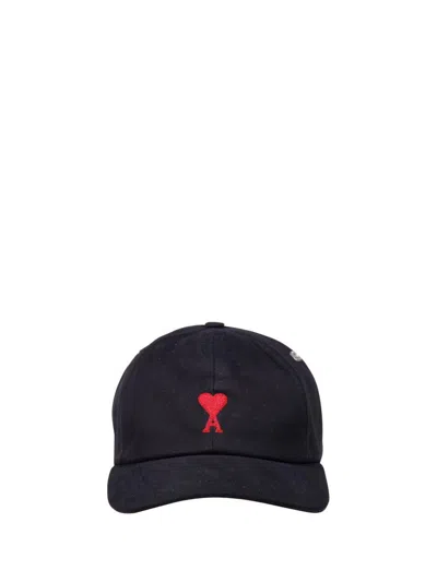 Ami Alexandre Mattiussi Paris Ami De Coeur Logo Embroidered Baseball Cap In Black