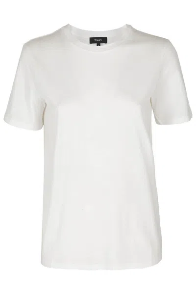 Theory Crew Neck Cotton T-shirt In White