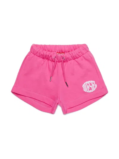 Diesel Kids' Paglife Cotton Shorts In Pink