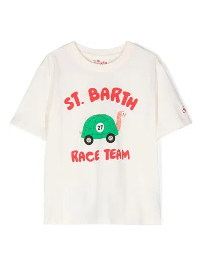 Mc2 Saint Barth Teen Boys White Cotton Dinosaur T-shirt