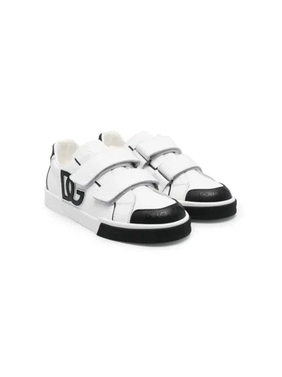 Dolce & Gabbana Kids' Portofino Leather Sneakers In White