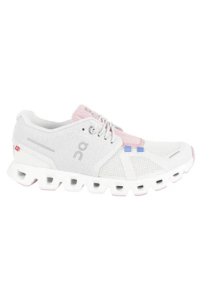 On Cloud 5 Push Sneakers In Ivory,blossom