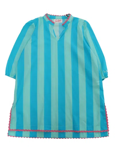 Mc2 Saint Barth Kids' Logo-embroidered Cotton Dress In Light Blue
