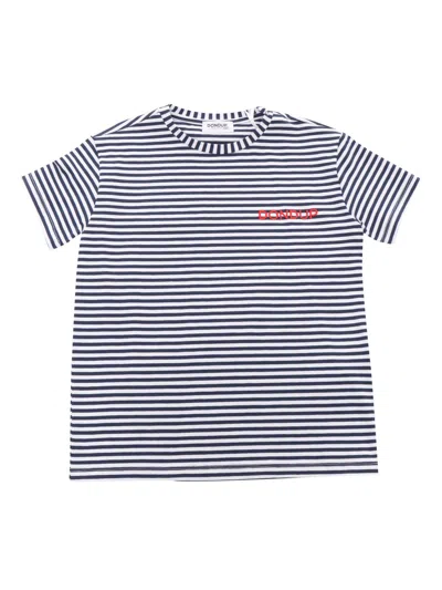 Dondup Kids' White And Blue Striped T-shirt