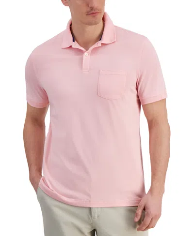 Club Room Men's Solid Jersey Polo With Pocket, Created For Macy's In Pink Streak