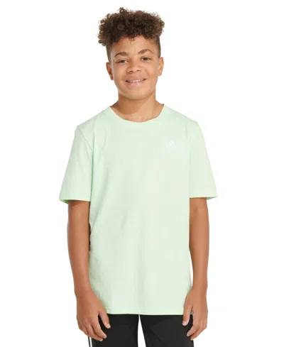 Adidas Originals Kids' Big Boys Cotton Short-sleeve Essential Embroidered Logo T-shirt In Lt Grn