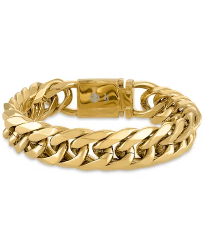 Esquire Men's Jewelry Polished Wide Curb Link Bracelet, Created For Macy's In Gold-tone