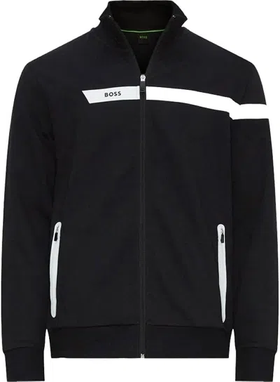 Hugo Boss Boss Cotton Full-zip Sweatshirt In Black
