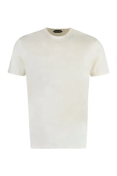 Tom Ford Cotton Blend T-shirt In Beige