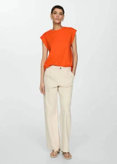 Mango Short-sleeved Cotton T-shirt Orange