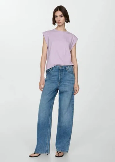 Mango Short-sleeved Cotton T-shirt Light/pastel Purple