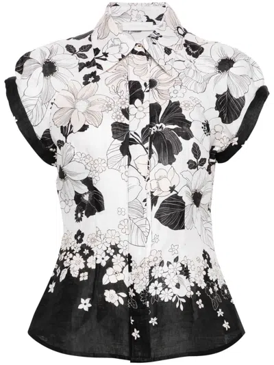 Zimmermann Pop Floral-print Shirt In White