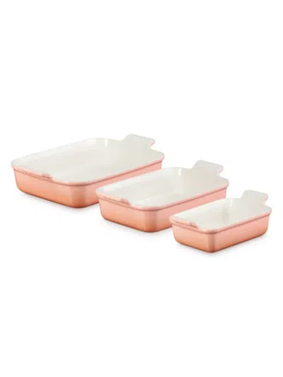 Le Creuset The Heritage Set Of 3 Rectangular Baking Dishes In Pink