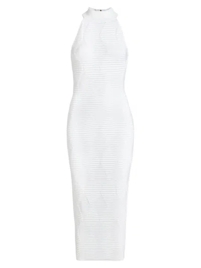 Balmain Crochet-knit Halterneck Dress In Blanc