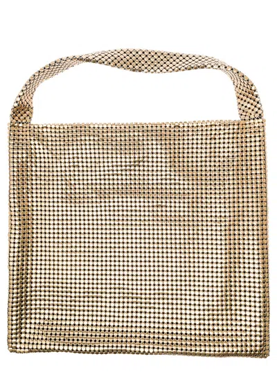 Rabanne Pixel Gold-tone Tote Bag In Metallic Mesh Woman