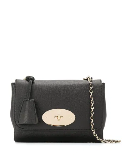 Mulberry Lilly Black Shoulder Bag With Twist Lock Closure In Leather Woman