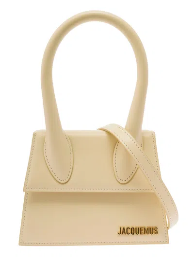 Jacquemus Le Chiquito Moyen Cream White Handbag In Leather Woman In Beige
