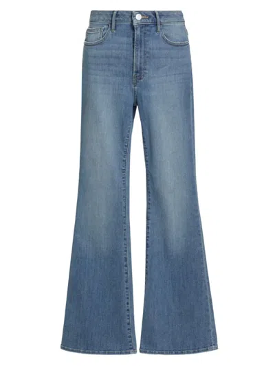 Frame Le Easy Flare Frayed Jeans In Blue
