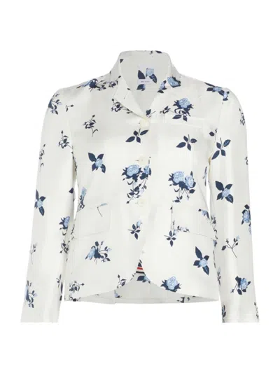 Thom Browne Women's Rose Floral Silk Twill Sportcoat In White