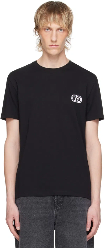 Valentino Vlogo-embroidered T-shirt In Black