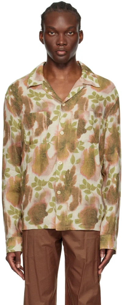 Our Legacy Heusen Minuo Flower-print Shirt In Brown