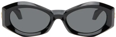 Versace Medusa Plaque Irregular Sunglasses In Black/gray Solid