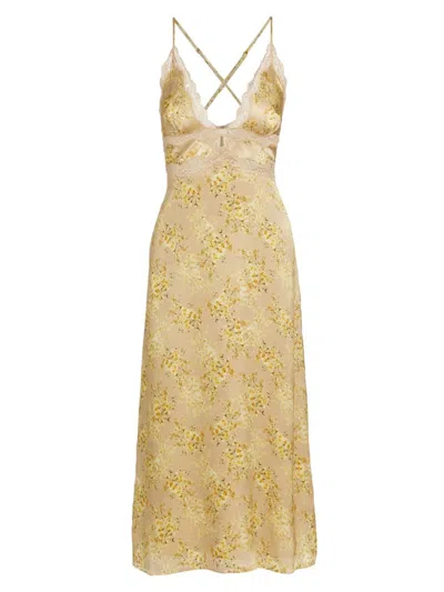 Cami Nyc Roya Floral Silk Slip Dress In Yellow Primavera