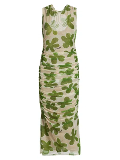 Simon Miller Women's Tangier Abstract Mesh Midi-dress In Green Seashell Floral