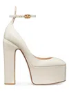 Valentino Garavani Tan-go 120 Patent Leather Platform Pumps In Ivory