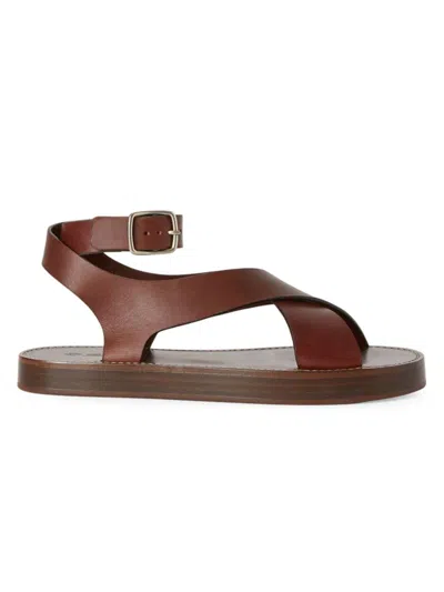 Loro Piana Sumie Crossed Strap Sandals In Brown