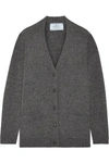 PRADA SUEDE-TRIMMED WOOL AND CASHMERE-BLEND CARDIGAN