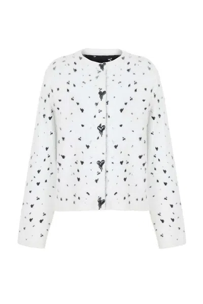 Nocturne Women's Printed Knit Cardigan In White