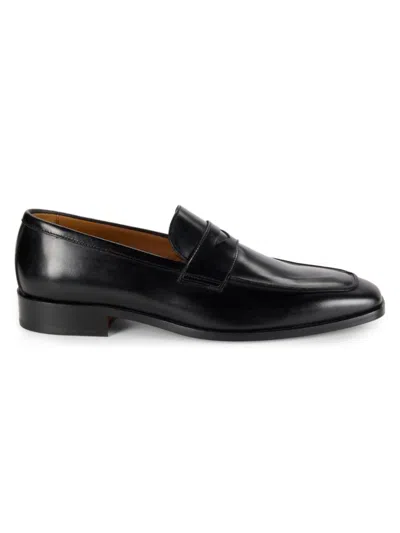 Saks Fifth Avenue Made In Italy Men's Burnished Leather Penny Loafers In Black