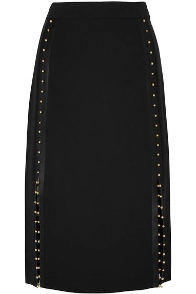 Altuzarra Welkes Embellished Silk Satin-trimmed Crepe Skirt In Black