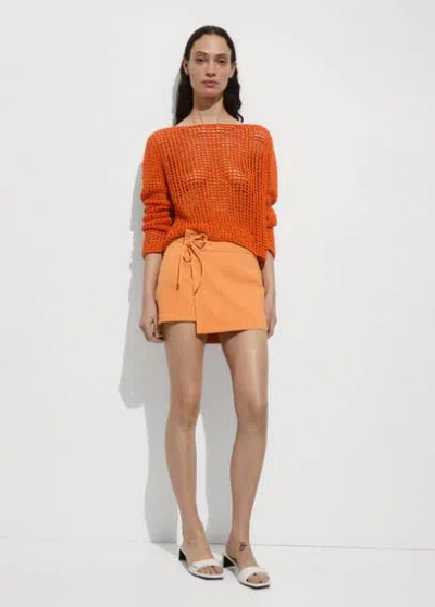 Mango Crossed Denim Mini-skirt Orange