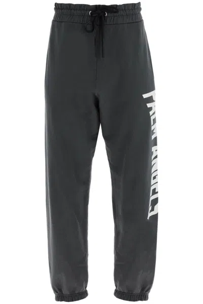 Palm Angels Jogger Pants With Oversized Logo In Grey