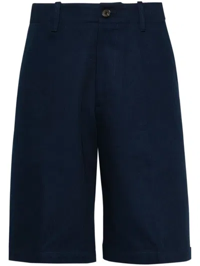 Corneliani Twill Cotton Bermuda Shorts In Blau