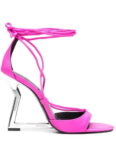 Just Cavalli 110mm Tie-fastening Sandals In Pink