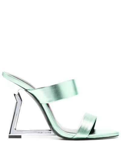 Just Cavalli 115mm Double-strap Laminated Mules In Green