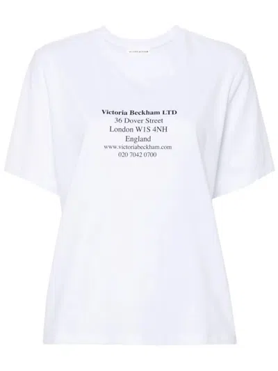 Victoria Beckham Address-print Cotton T-shirt In White