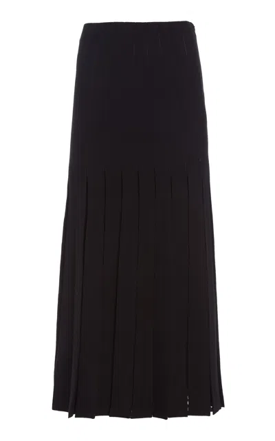 Gabriela Hearst Debutante Pleated Knit Skirt In Black Merino Wool