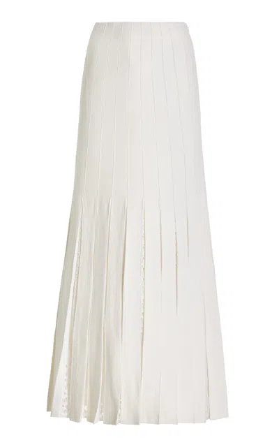 Gabriela Hearst Debutante Pleated Knit Skirt In Ivory Merino Wool