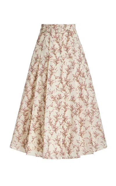 Gabriela Hearst Dugald Pleated Skirt In Ivory Multi Wool