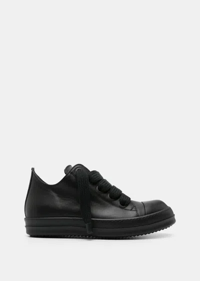 Rick Owens Black Jumbo Lace Low Sneakers In Black/black/black/black