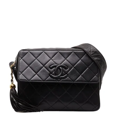 Pre-owned Chanel Cc Tassel Black Leather Shoulder Bag ()
