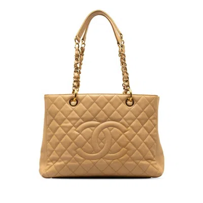 Pre-owned Chanel Grand Shopping Beige Leather Shoulder Bag ()