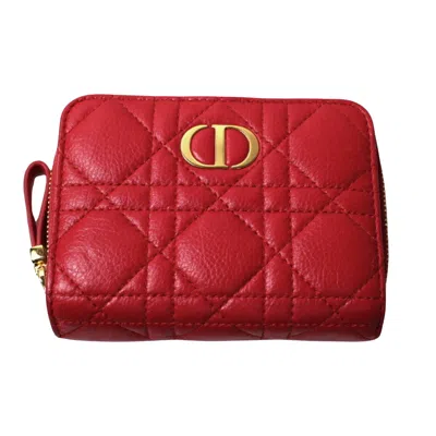 Dior Caro Red Leather Wallet  ()
