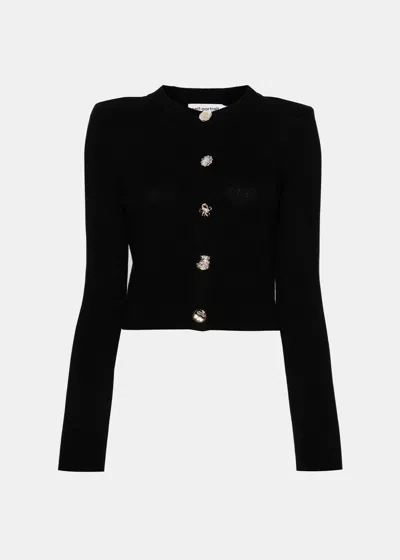 Self-portrait Decorative-buttons Cropped Cardigan In Black