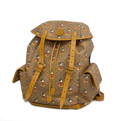 Gucci Beige Canvas Backpack Bag () In Brown