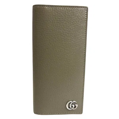 Gucci Gg Marmont Khaki Leather Wallet  ()